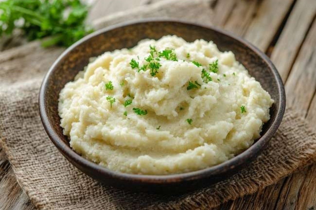 Ugandan Cauliflower "Matoke", plated and ready to serve