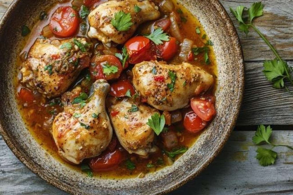 Ugandan Chicken Luwombo, Herb-Steamed, plated and ready to serve