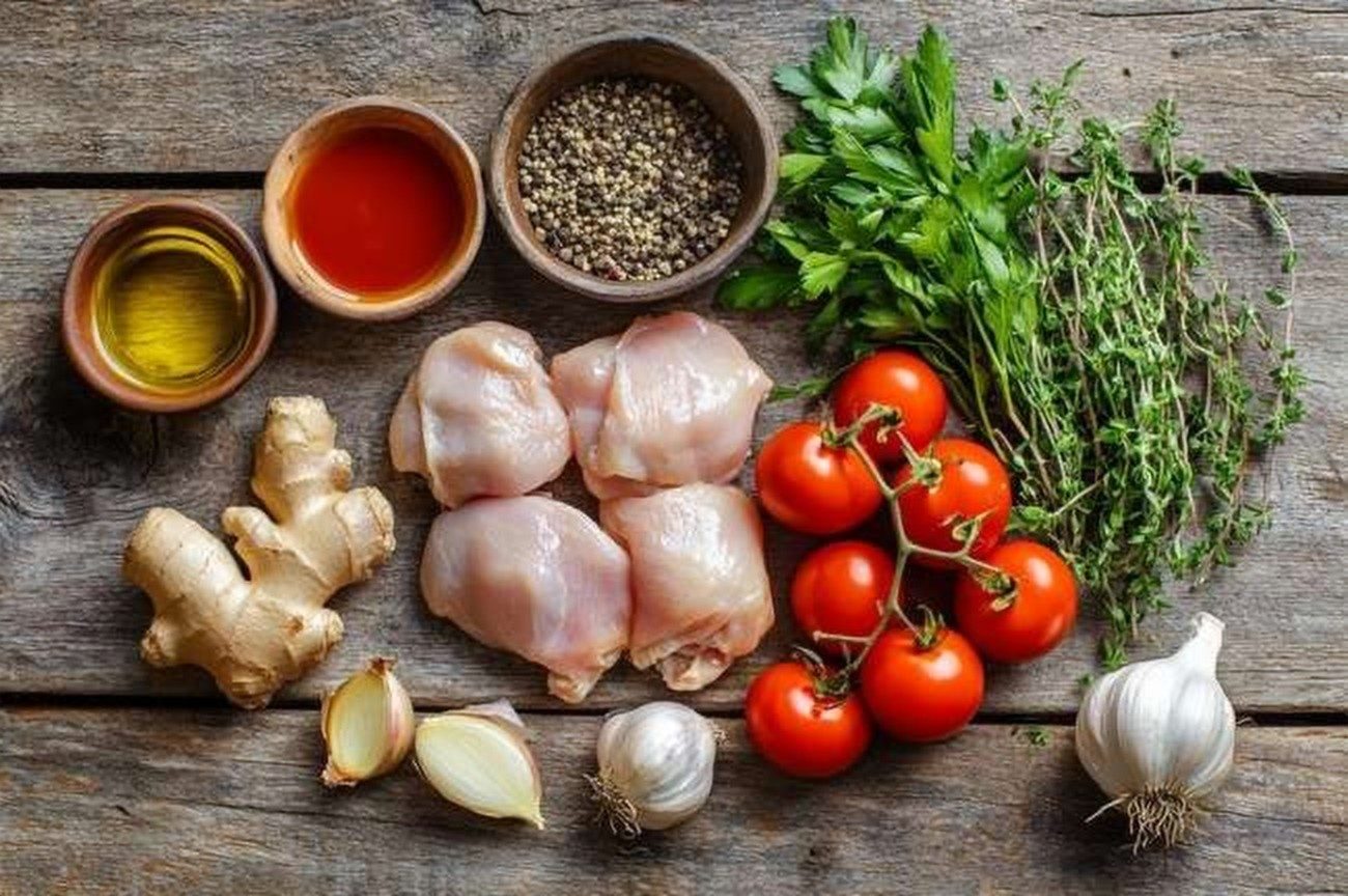 Ingredients for Ugandan Chicken Luwombo, Herb-Steamed