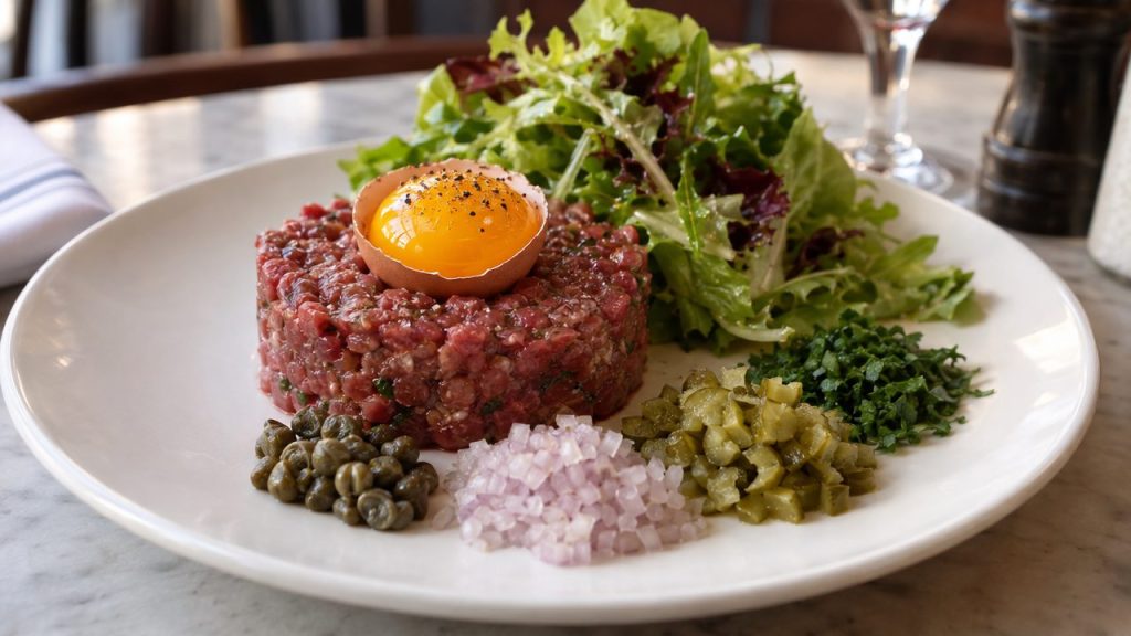 Tartare de Boeuf Classique, plated and ready to serve