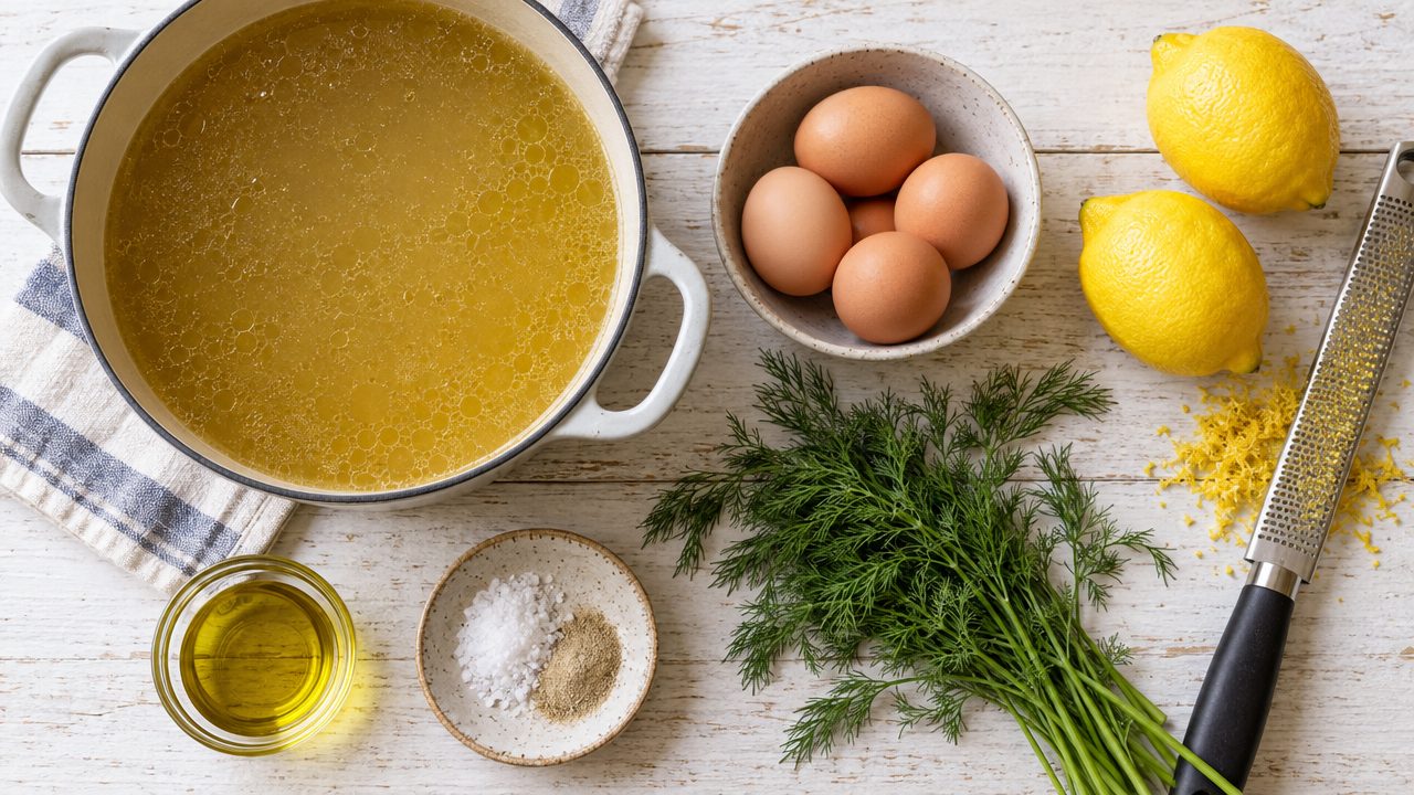 Ingredients for Avgolemono-Style Egg Drop Soup