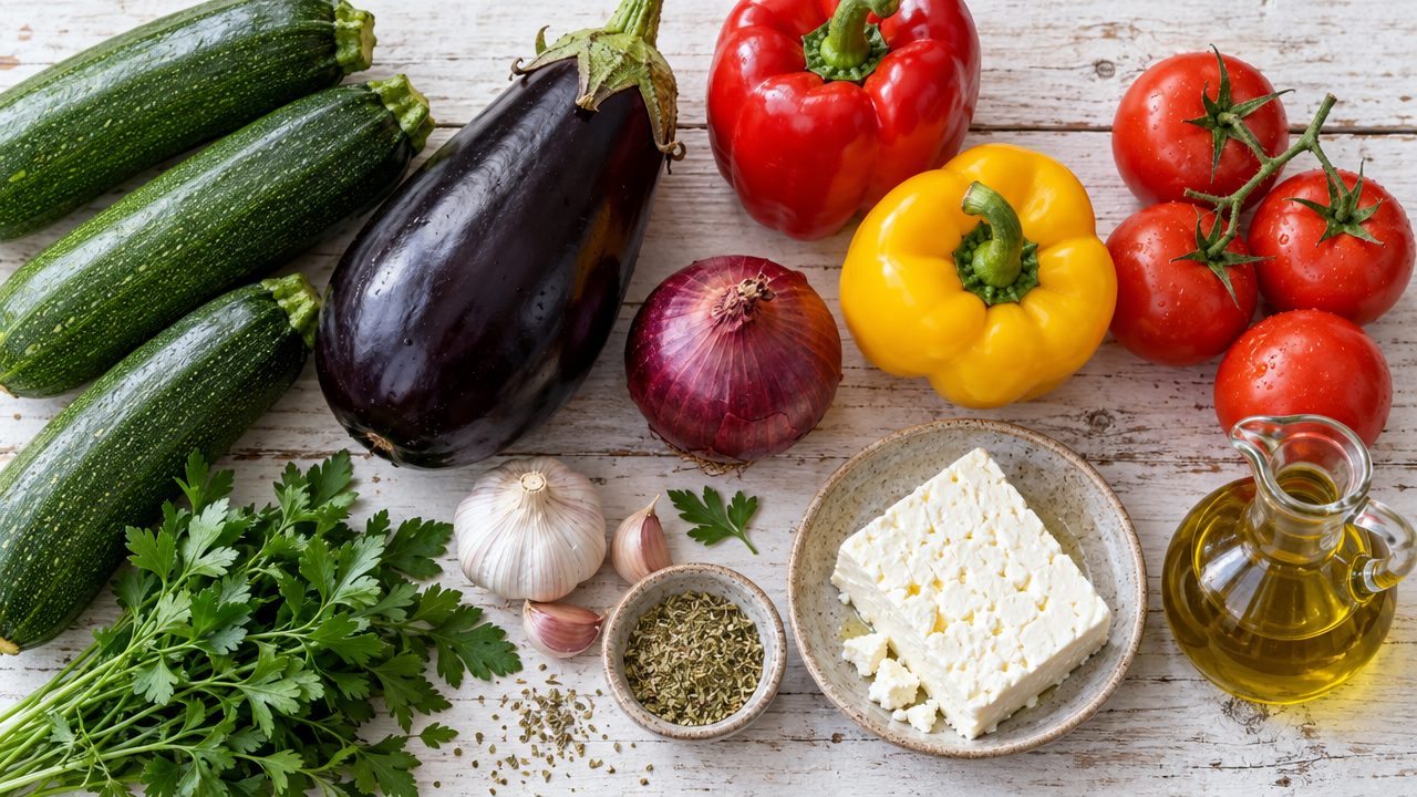 Ingredients for Briam — Greek Slow-Roasted Vegetables