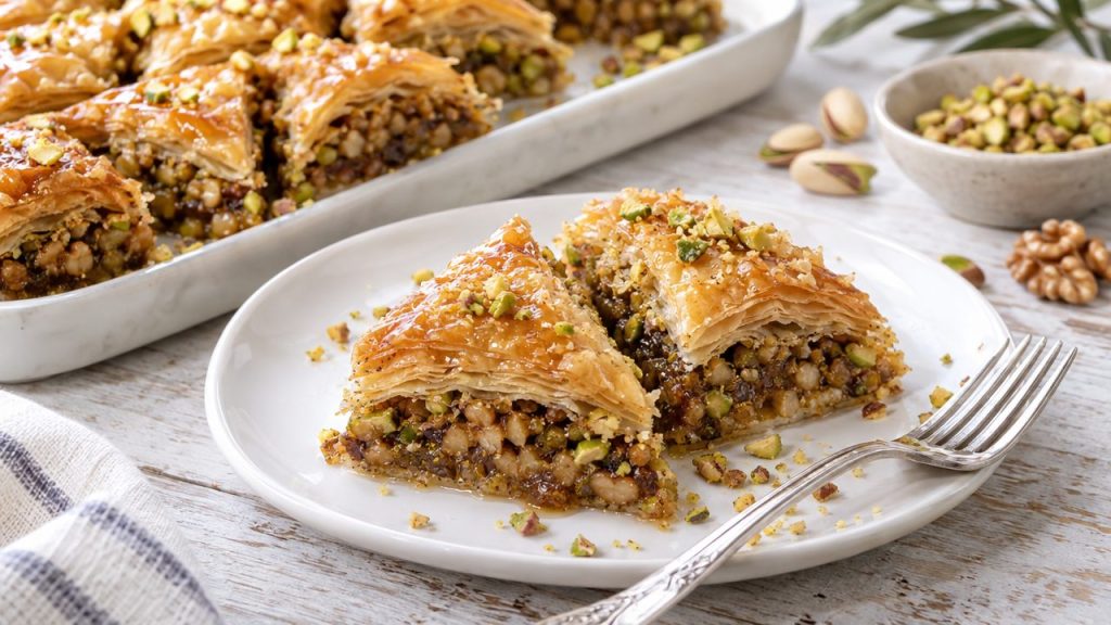 Keto Baklava with Walnuts and Cinnamon, plated and ready to serve