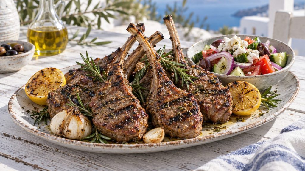 Lamb Chops with Rosemary and Lemon, plated and ready to serve