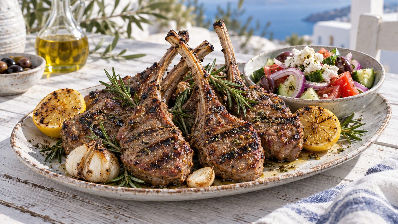 Lamb Chops with Rosemary and Lemon, plated and ready to serve