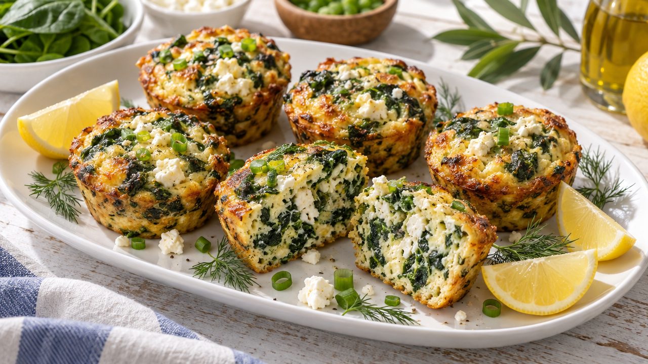Spanakopita Egg Cups, plated and ready to serve