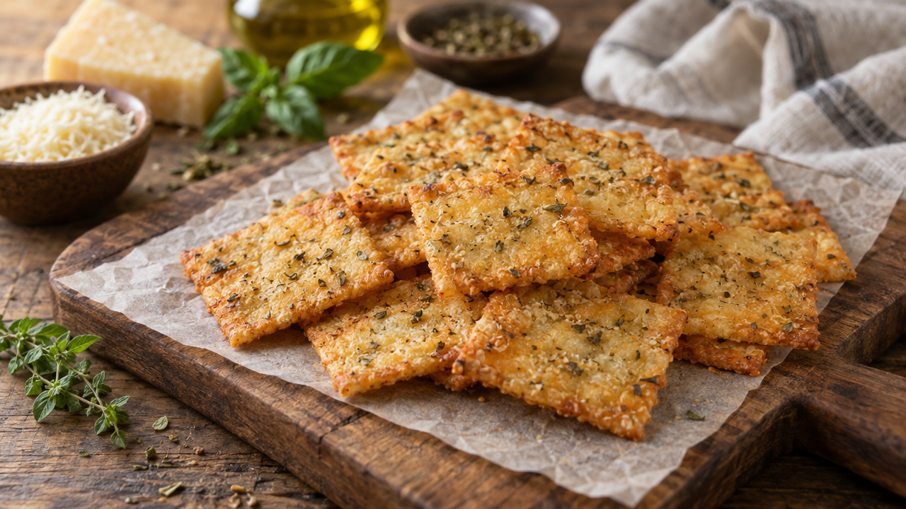 Homemade keto cheese crackers