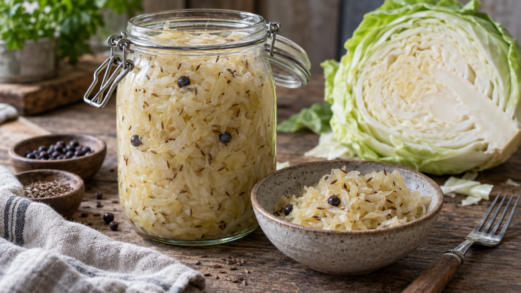 Homemade keto sauerkraut