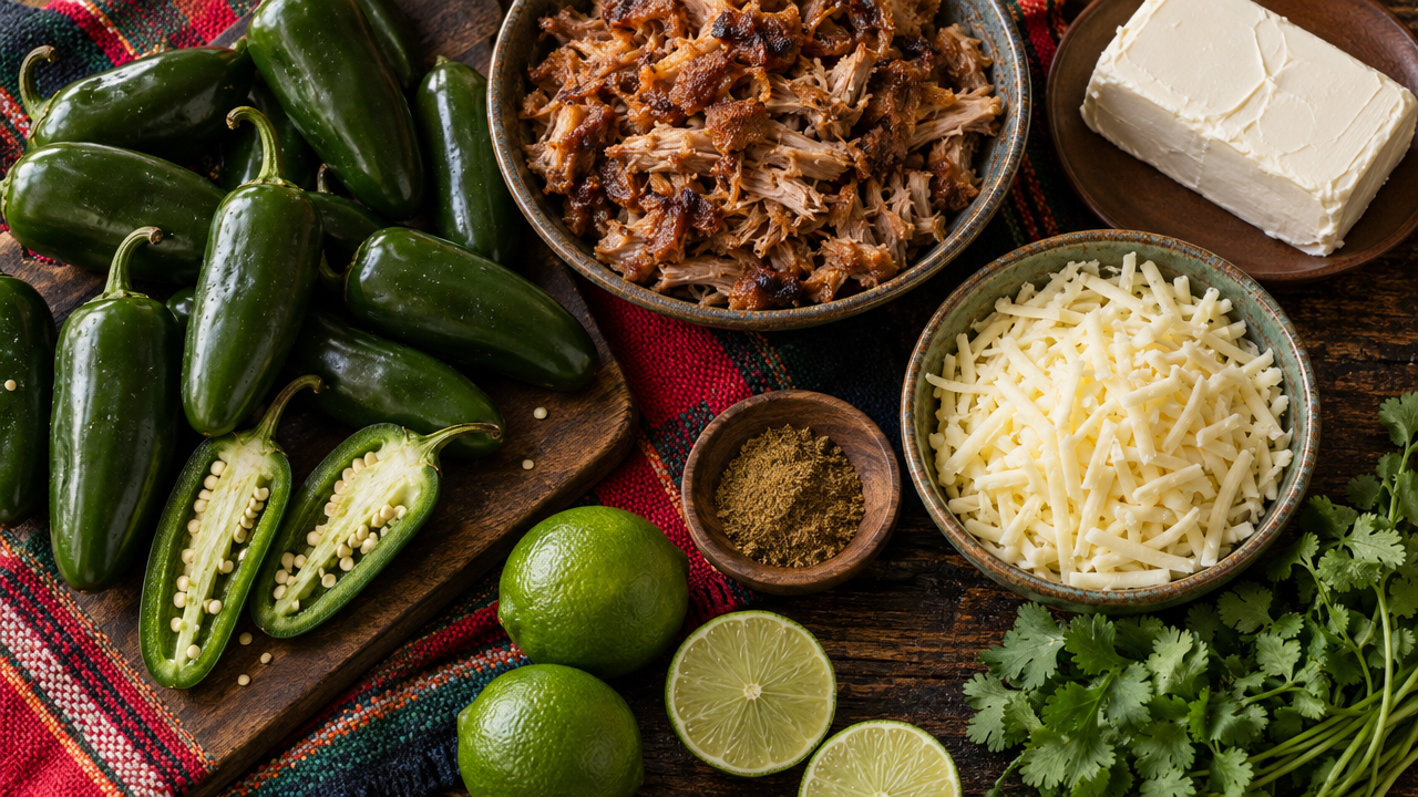 Ingredients for Pork-Belly Carnitas-Stuffed Jalapeños