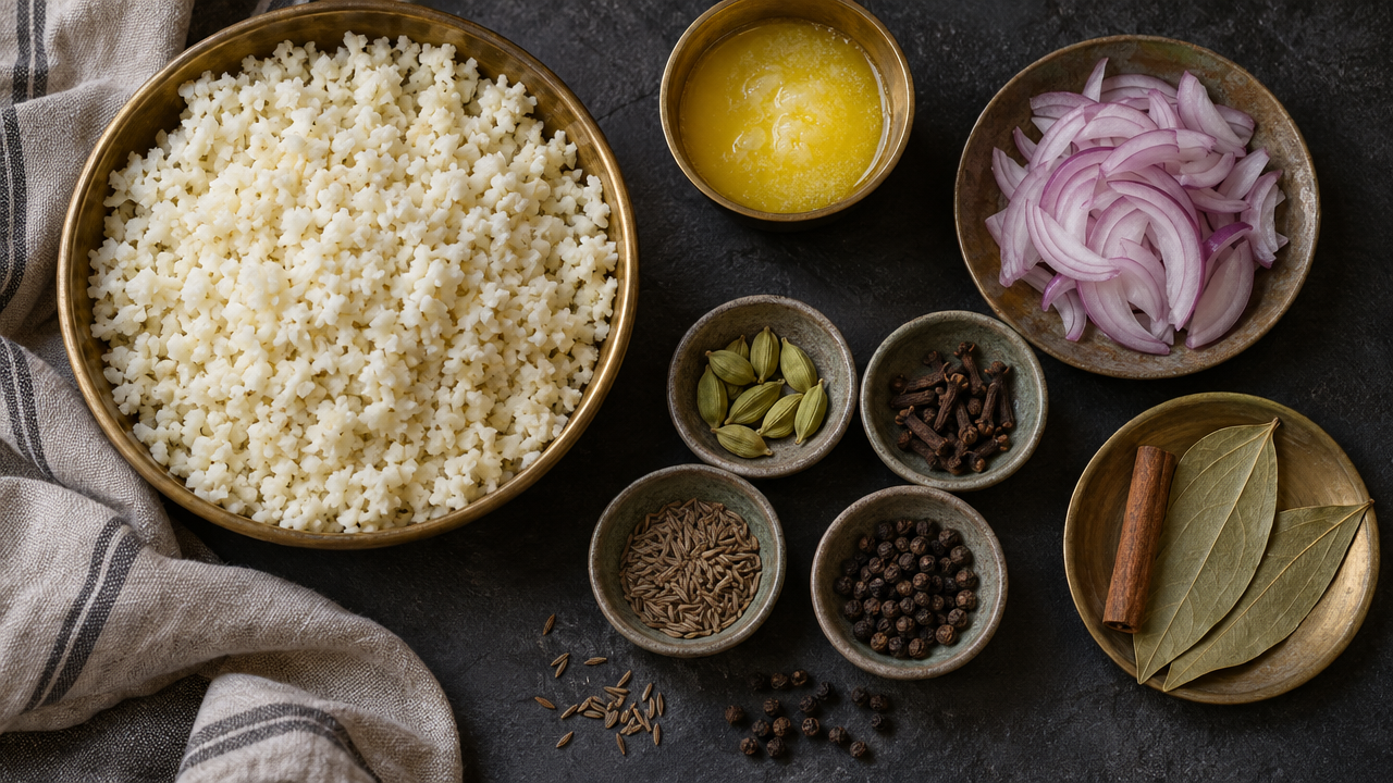 Ingredients for Cauliflower Pulao