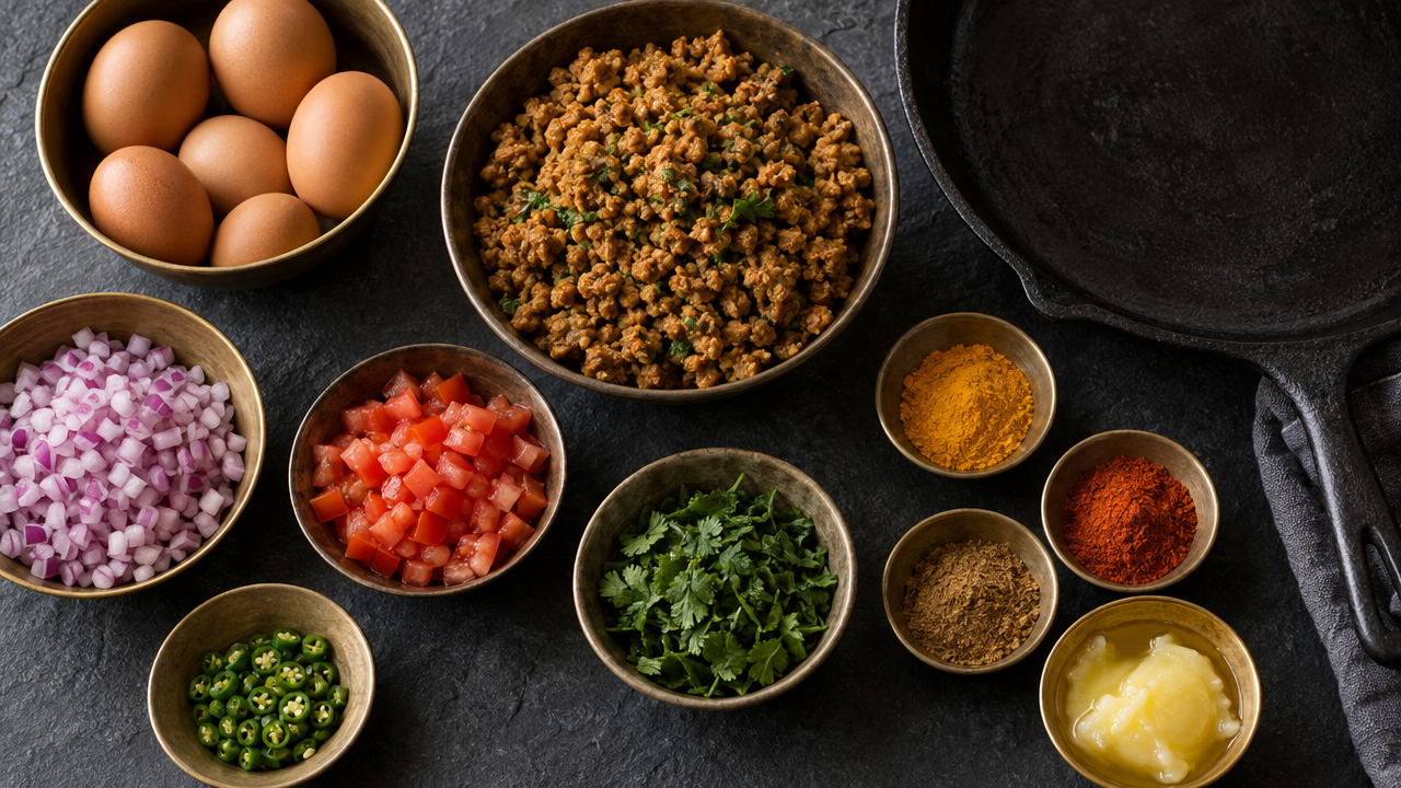 Ingredients for Chicken Keema Omelette