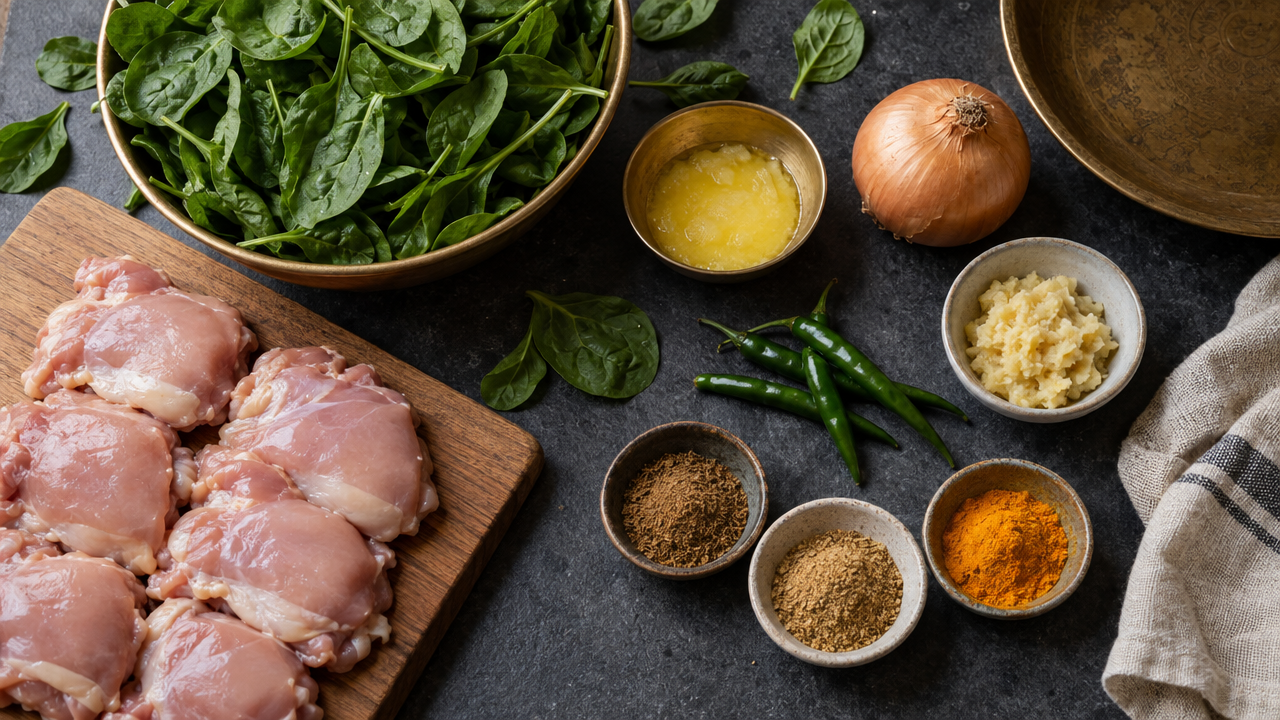 Ingredients for Chicken Saag
