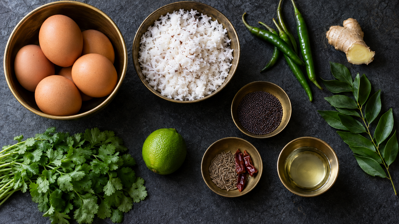 Ingredients for Coconut Chutney Scramble