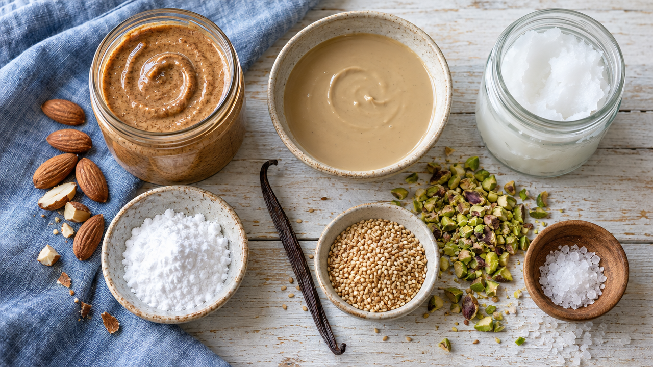Ingredients for Halvah-Style Almond Fudge