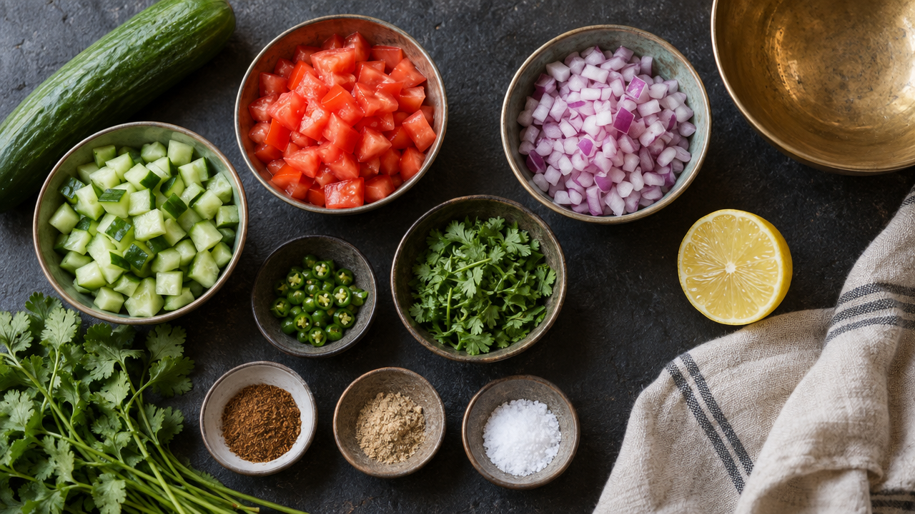 Ingredients for Kachumber Salad