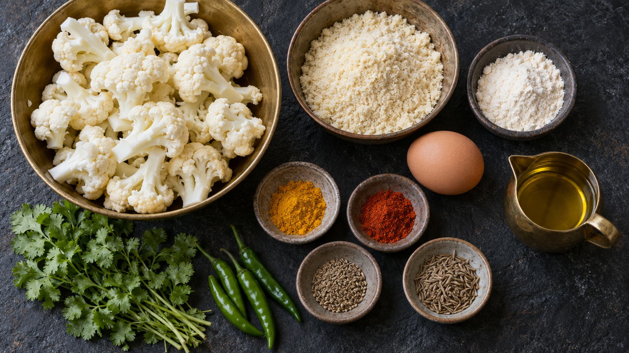 Ingredients for Cauliflower Pakoras