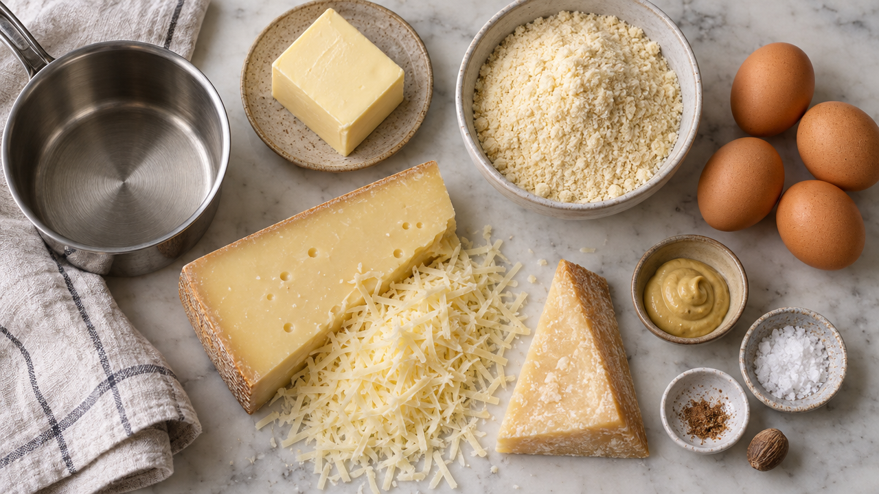 Ingredients for Gougères Keto Parmesan