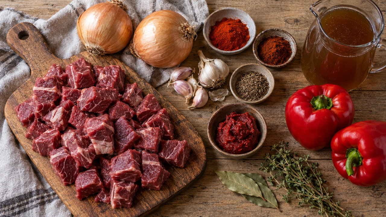 Ingredients for Keto Gulaschsuppe