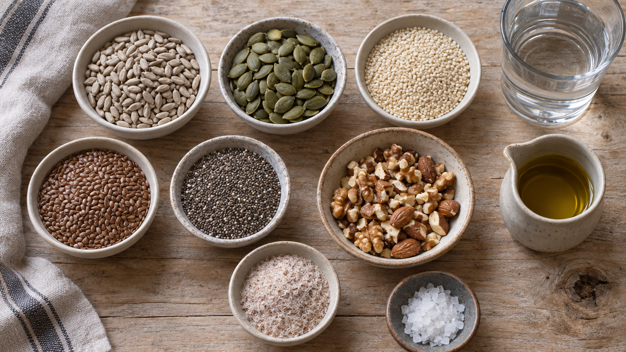 Ingredients for Nut & Seed Knäckebrot Crispbread