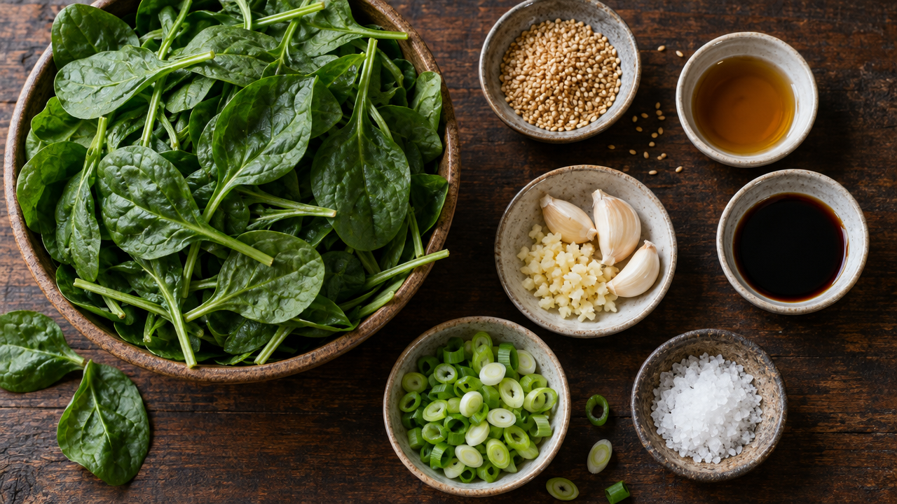 Ingredients for Korean Sigeumchi-namul