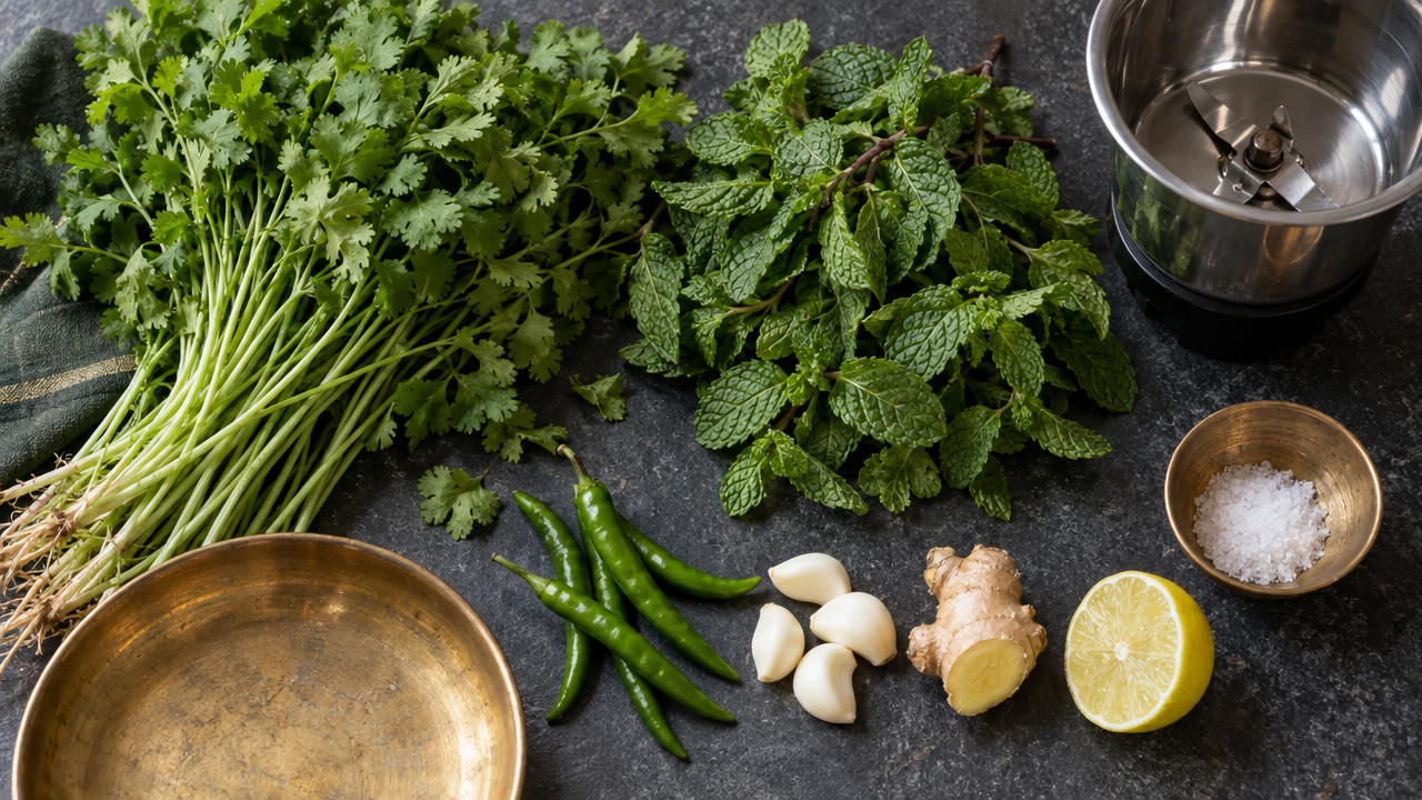 Ingredients for Mint & Coriander Chutney