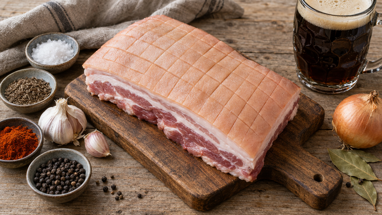 Ingredients for Pork Belly Schweinshaxe Style