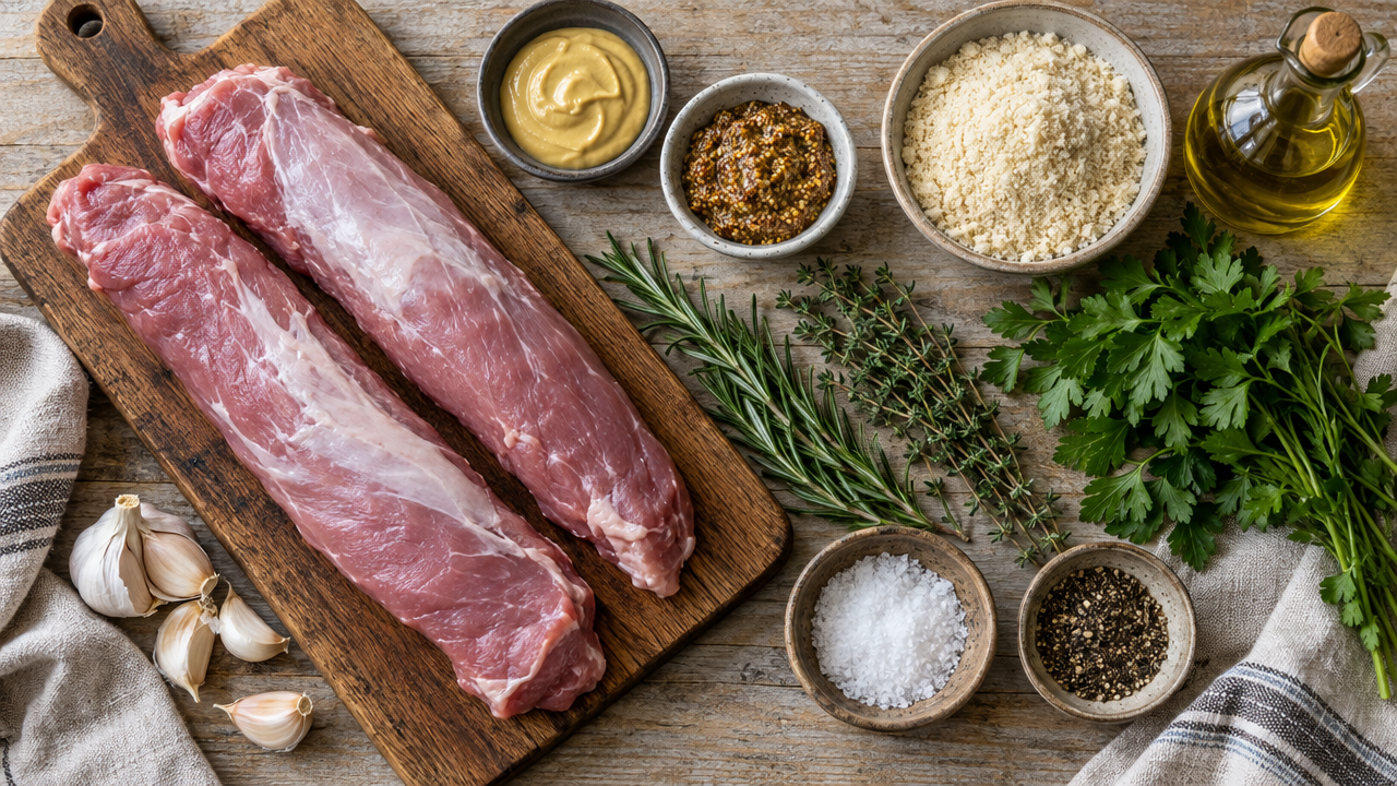Ingredients for Pork Tenderloin with Mustard-Herb Crust