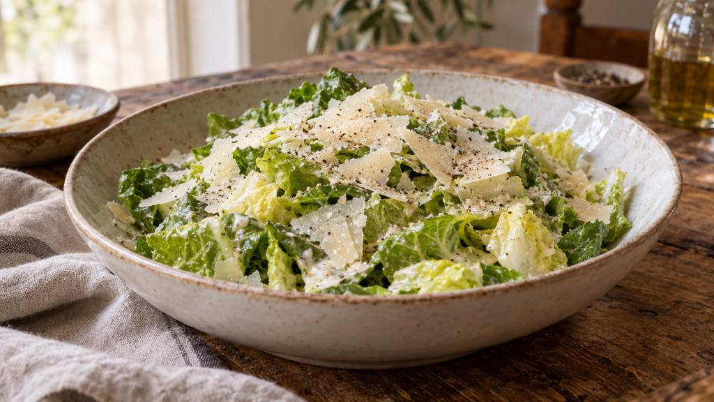 Italian Caesar salad with shaved parmesan