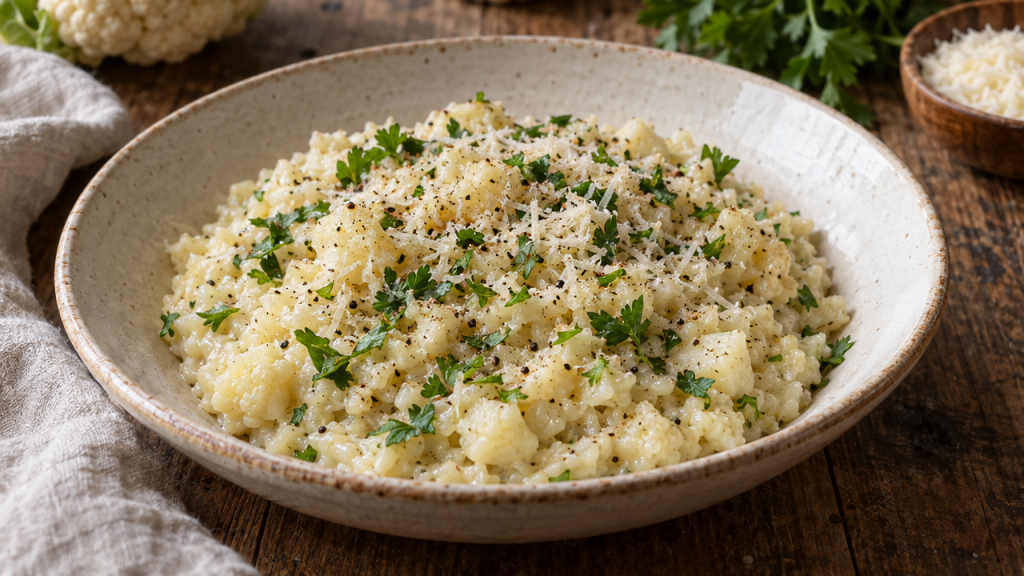 Italian cauliflower risotto with parmesan