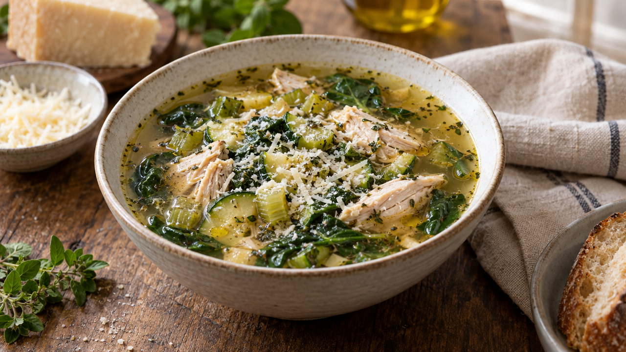 Italian chicken soup with vegetables