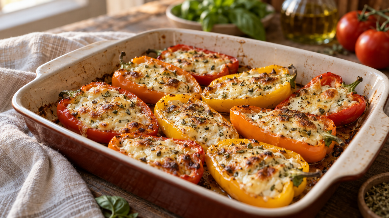 Italian stuffed mini peppers with cheese