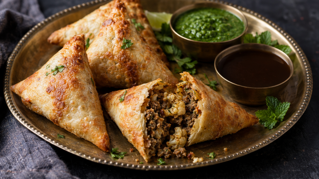 Keto baked samosas with chutney