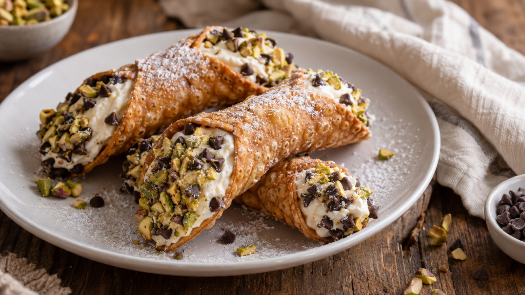 Keto cannoli with pistachios