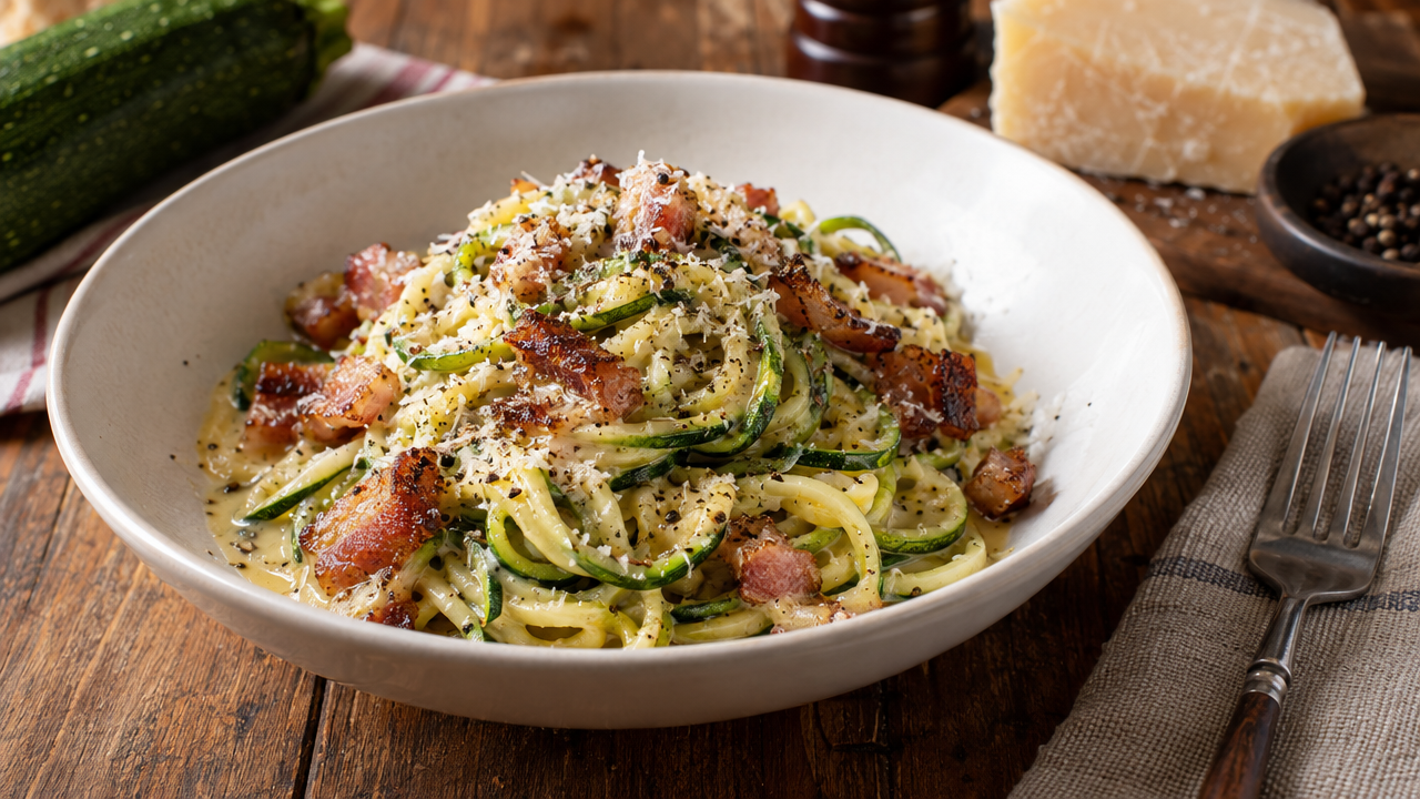 Keto carbonara with pancetta