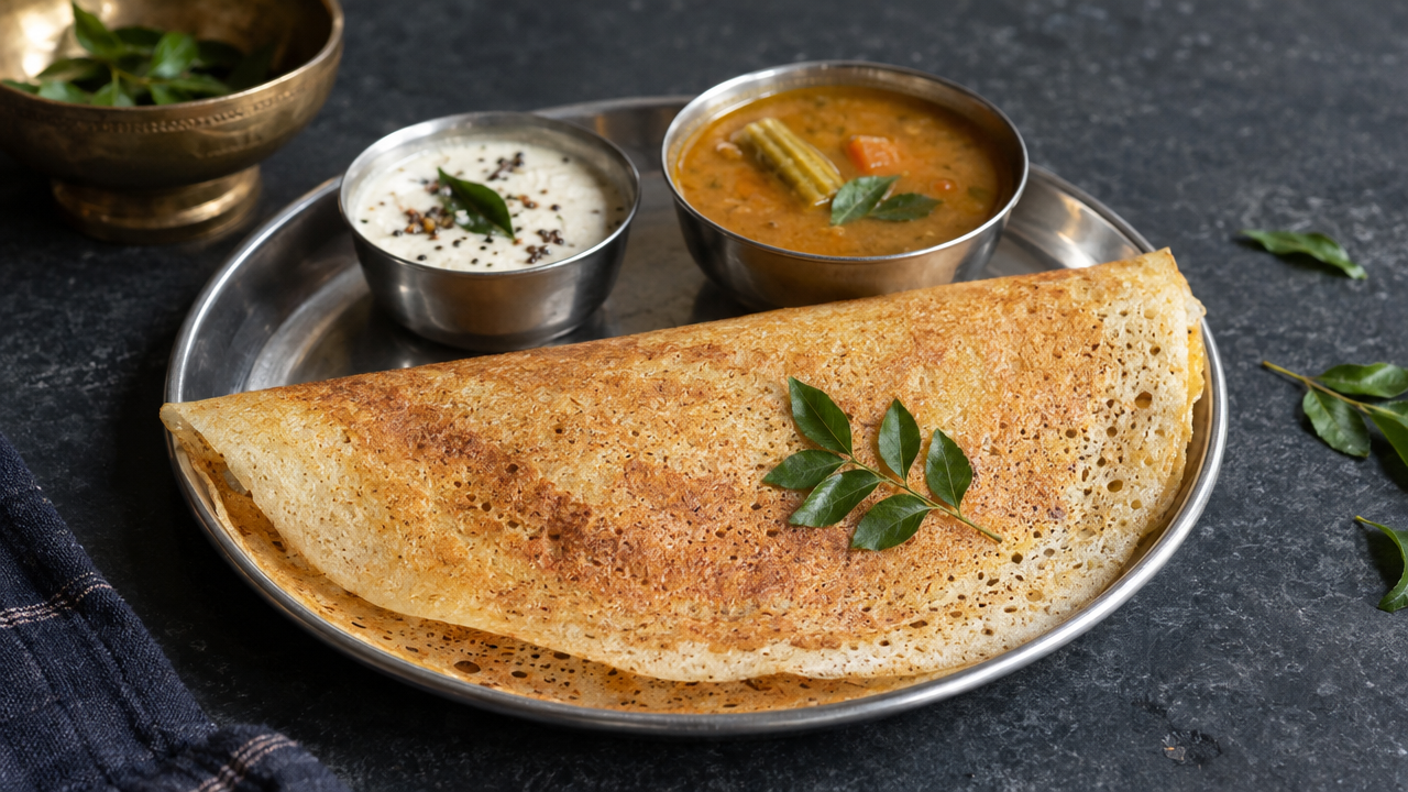 Keto Dosa, plated and ready to serve