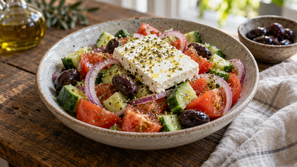 Keto Greek salad with feta and olives