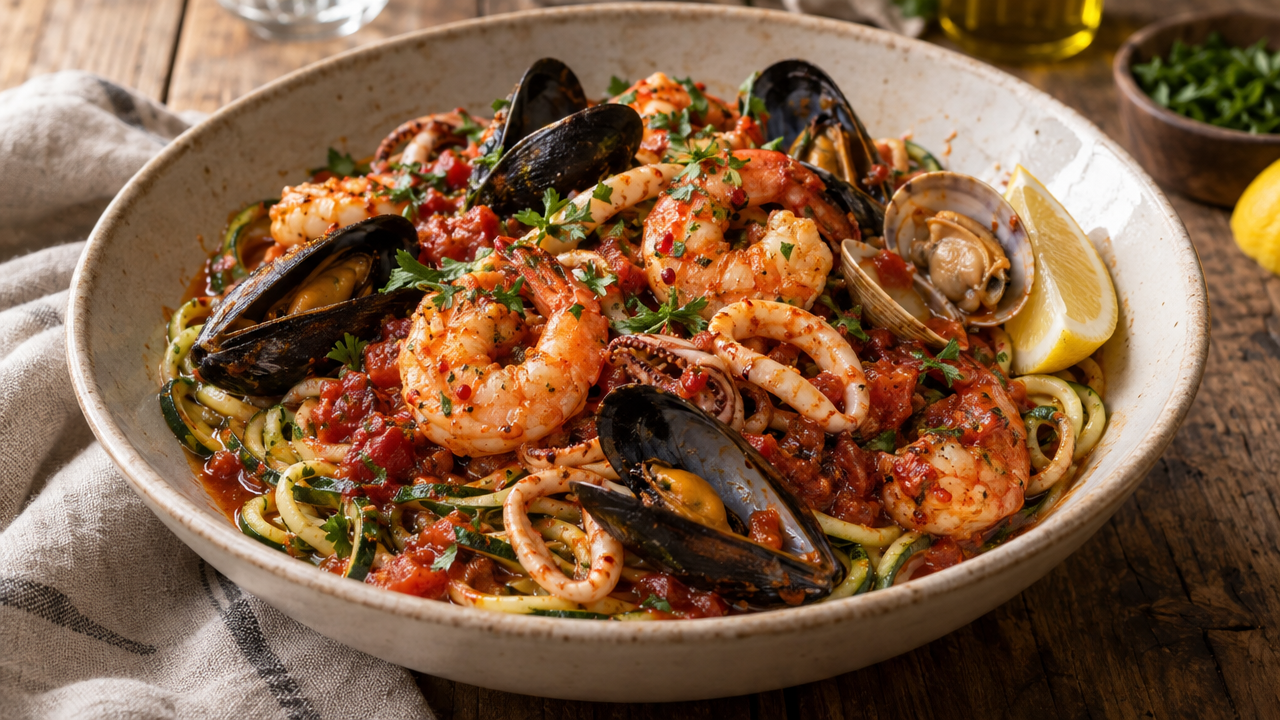 Keto seafood fra diavolo
