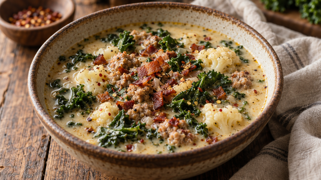 Keto zuppa toscana with sausage and kale