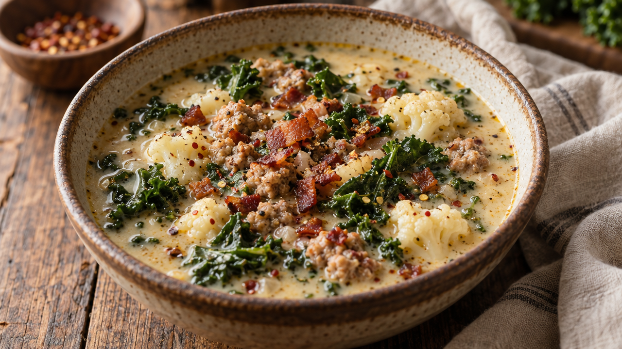 Keto zuppa toscana with sausage and kale