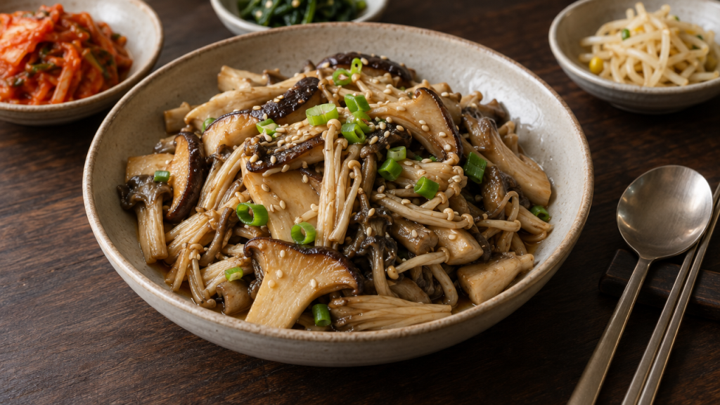 Korean stir-fried mixed mushrooms