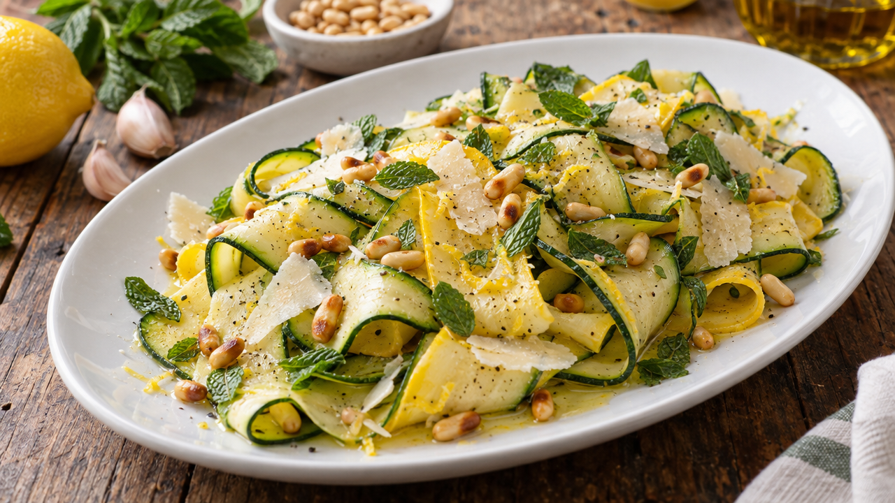 Marinated zucchini salad with herbs