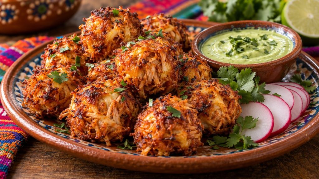 Air-Fried Chicken Tinga Bites, plated and ready to serve