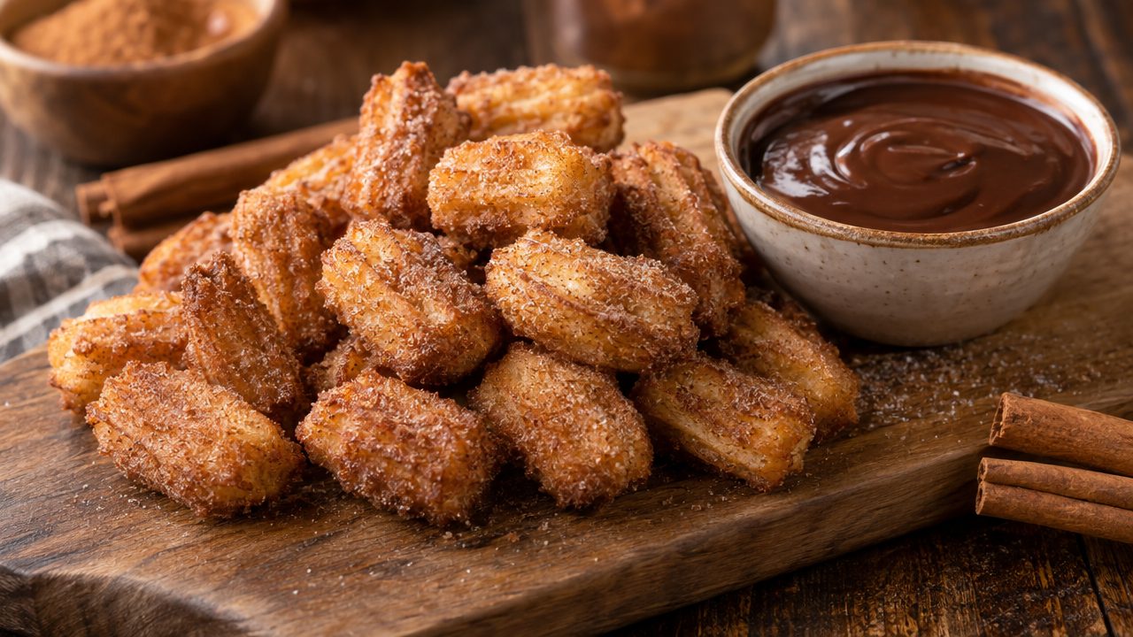 Air-Fryer Keto Churro Bites, plated and ready to serve