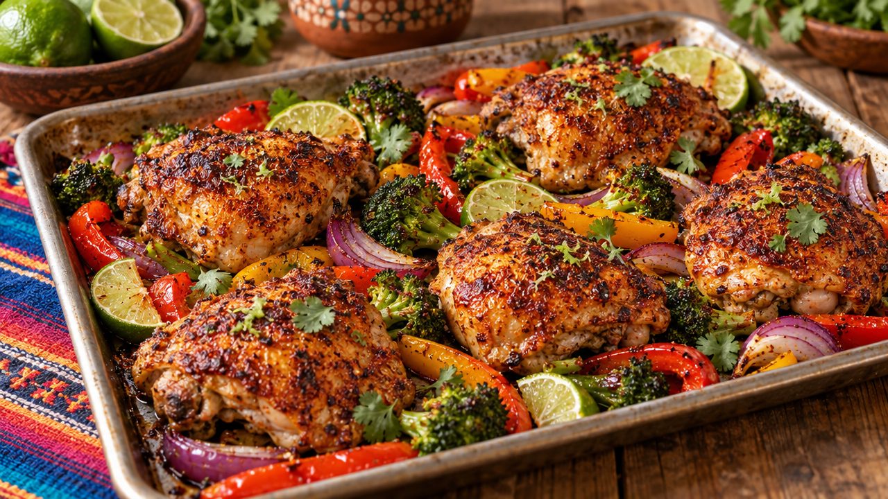 Chili-Lime Chicken Thighs (Sheet-Pan), plated and ready to serve