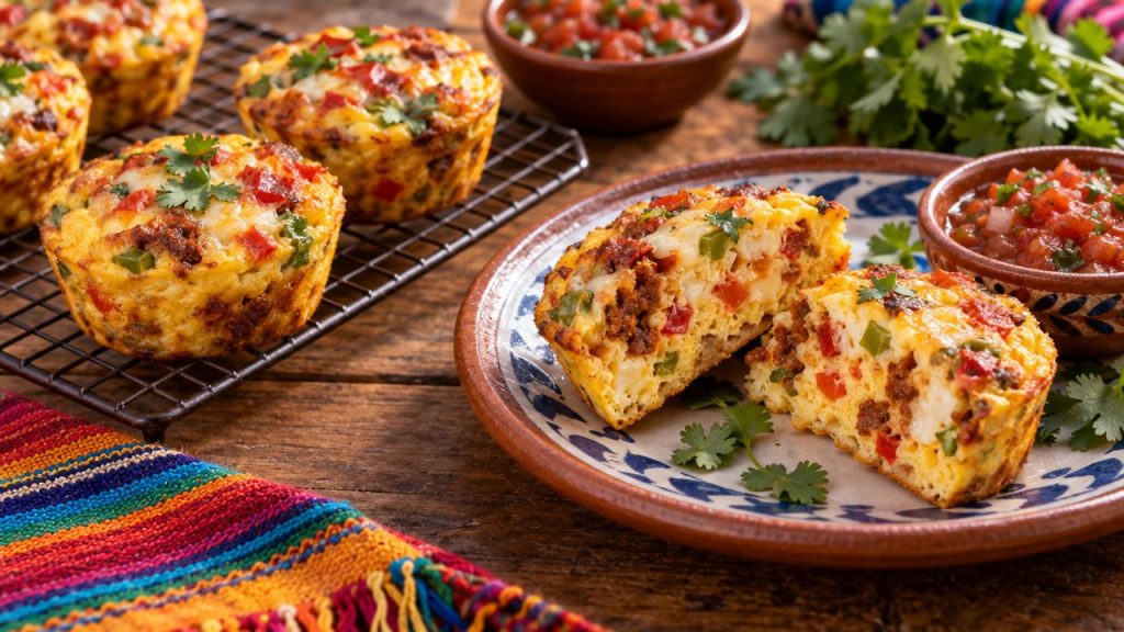 Chorizo & Queso Egg Muffins, plated and ready to serve