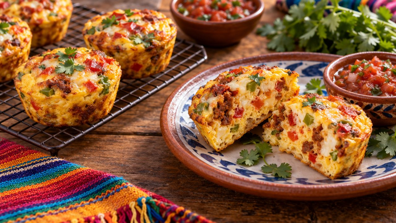Chorizo & Queso Egg Muffins, plated and ready to serve