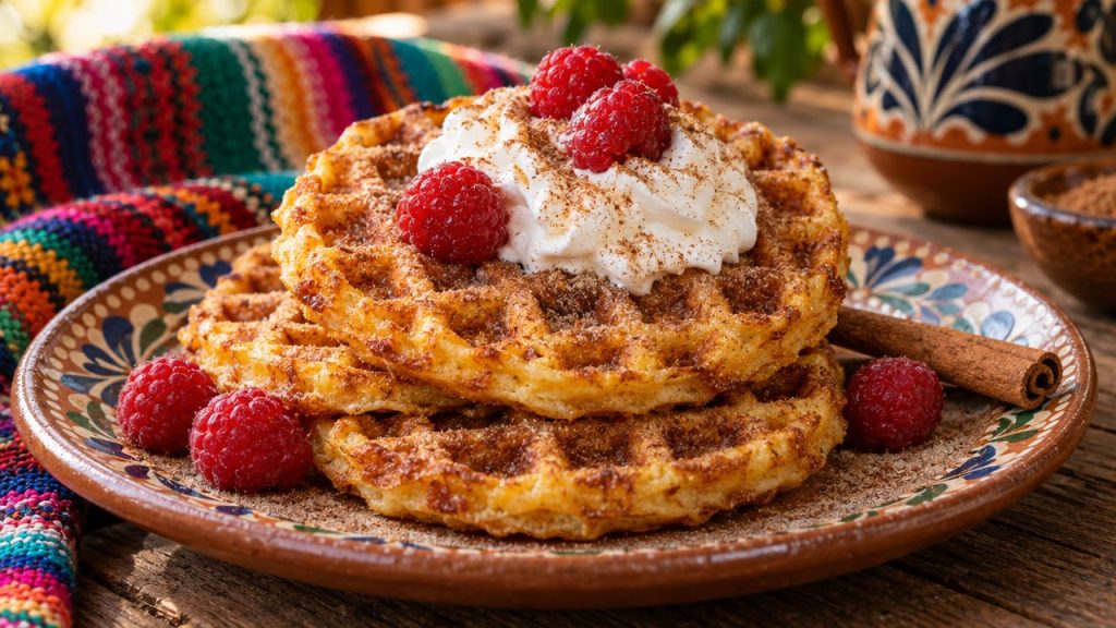Cinnamon “Chaffle” Waffle Tostadas, plated and ready to serve