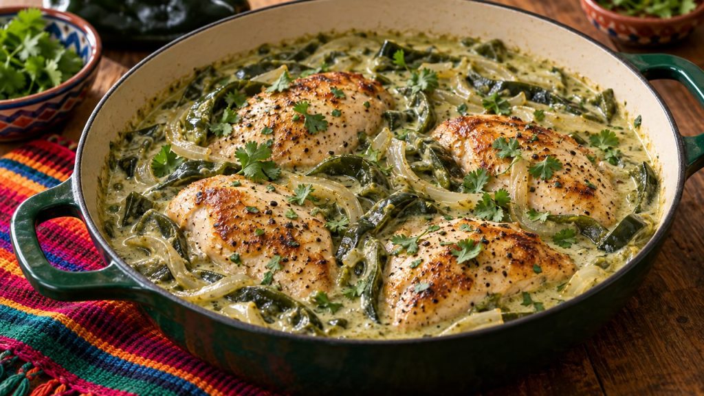 Creamy Poblano Chicken (One-Pot), plated and ready to serve