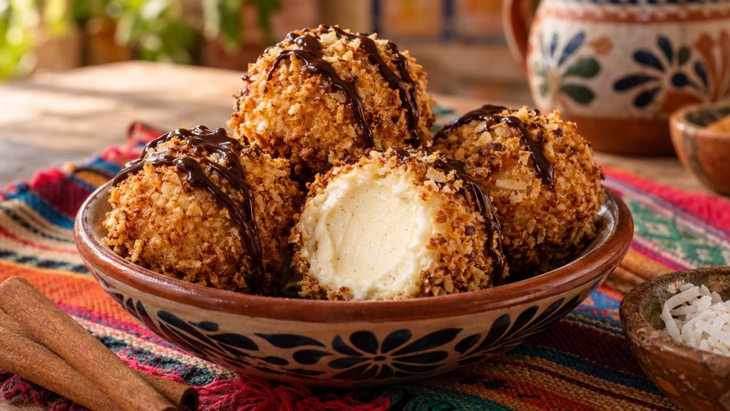 “Fried Ice Cream” Fat Bombs, plated and ready to serve