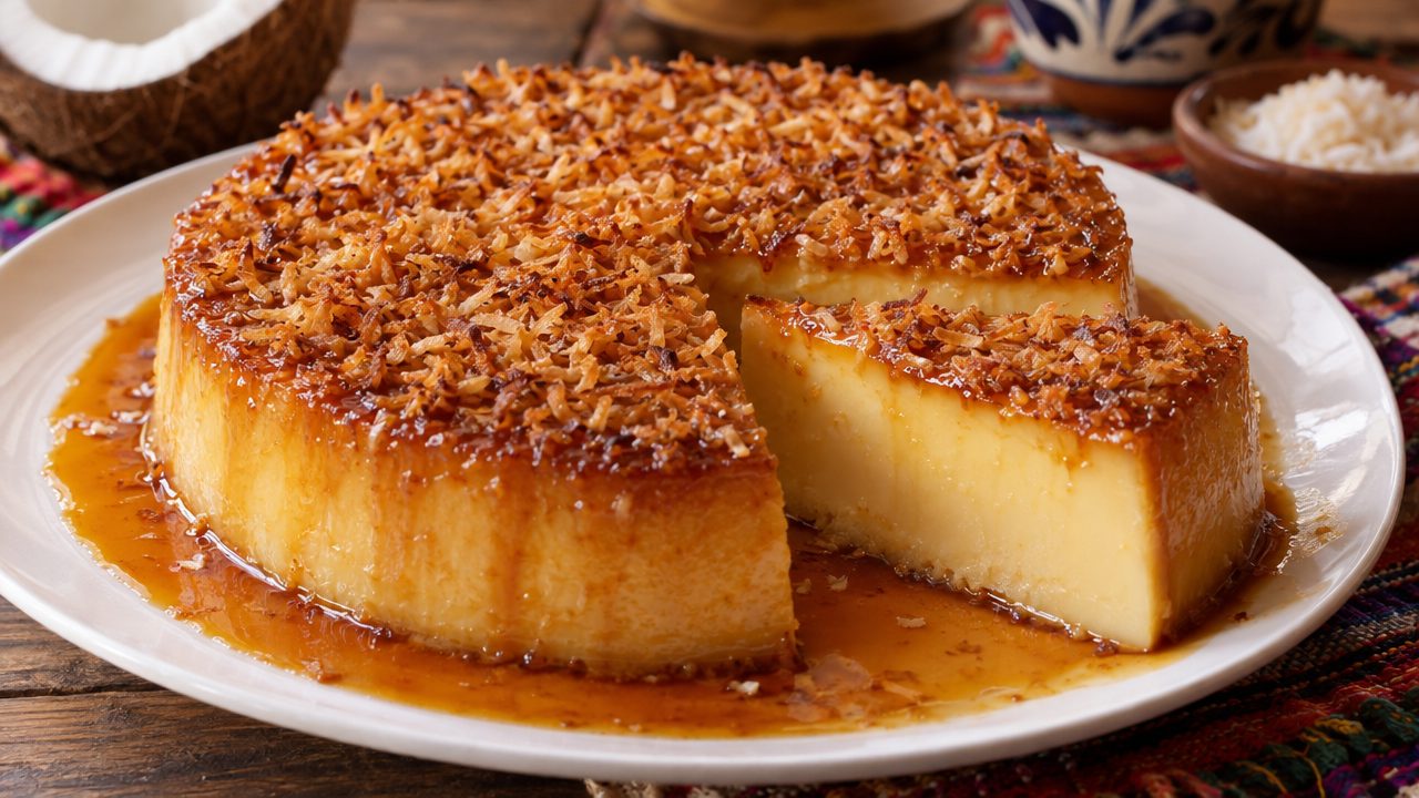 Instant-Pot Coconut Flan (Flan de Coco Keto-Style), plated and ready to serve